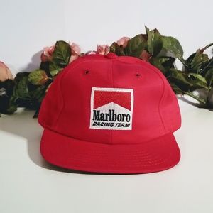 Vtg Marlboro Racing Team Red Snapback